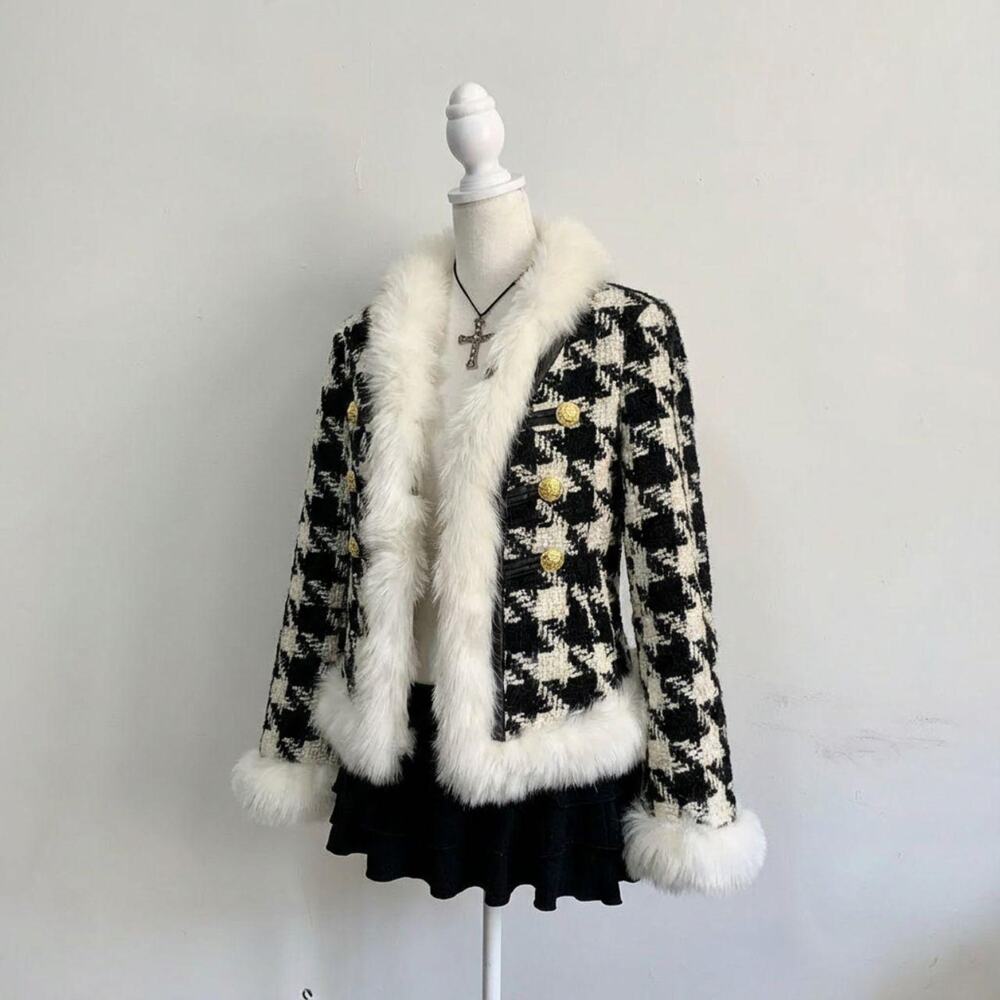 Vintage Faux Fur Spring Coat Cruella Style Model Off Duty